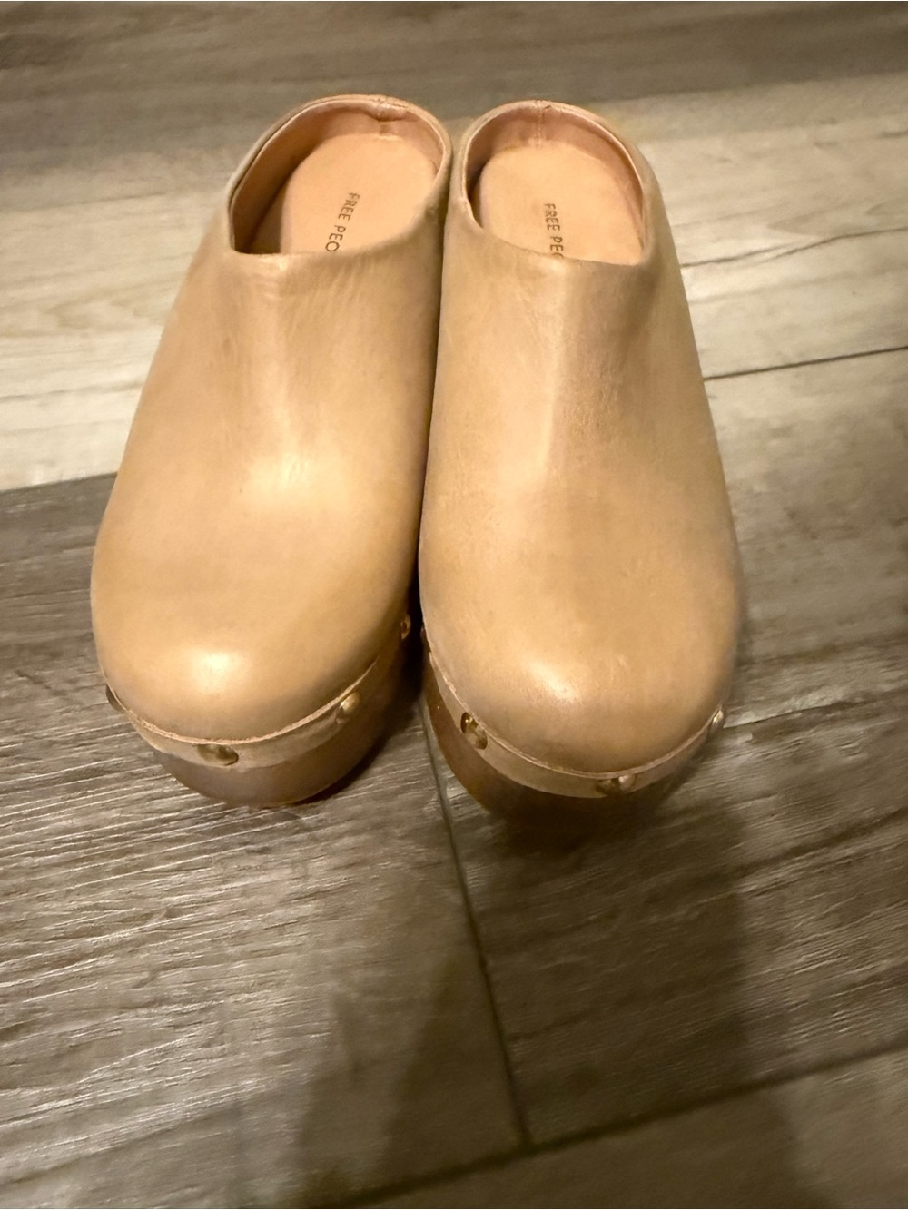 Free People Tan Leather Platform Clogs - Picture 4 of 8